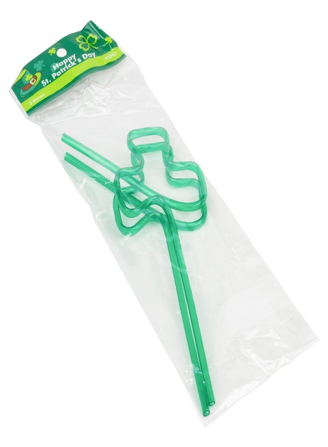 Chef Craft Select Shamrock Crazy Straw, 9 inches in Length 2 Piece Set, Green - Image 2
